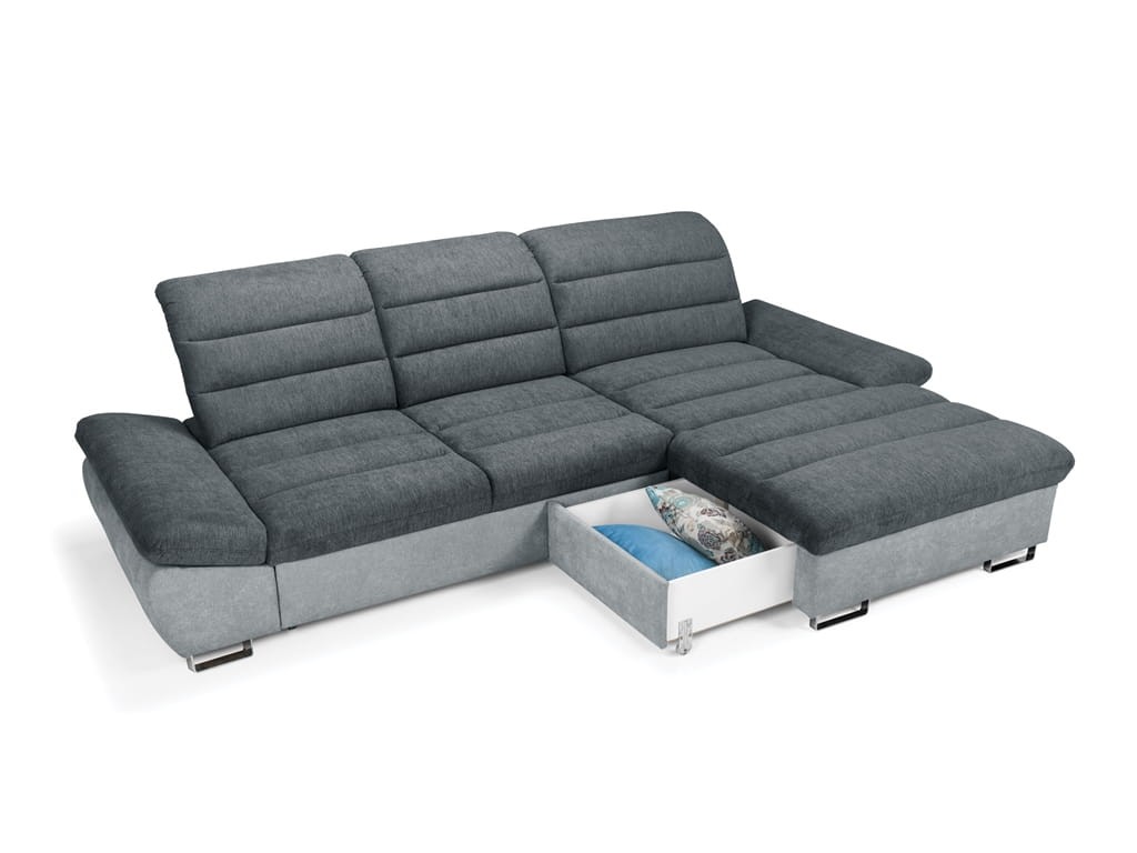 Zdjęcie Prezentujące Otwarty Pojemnik na Pościel w Narożniku 1 ROMA 310 cm