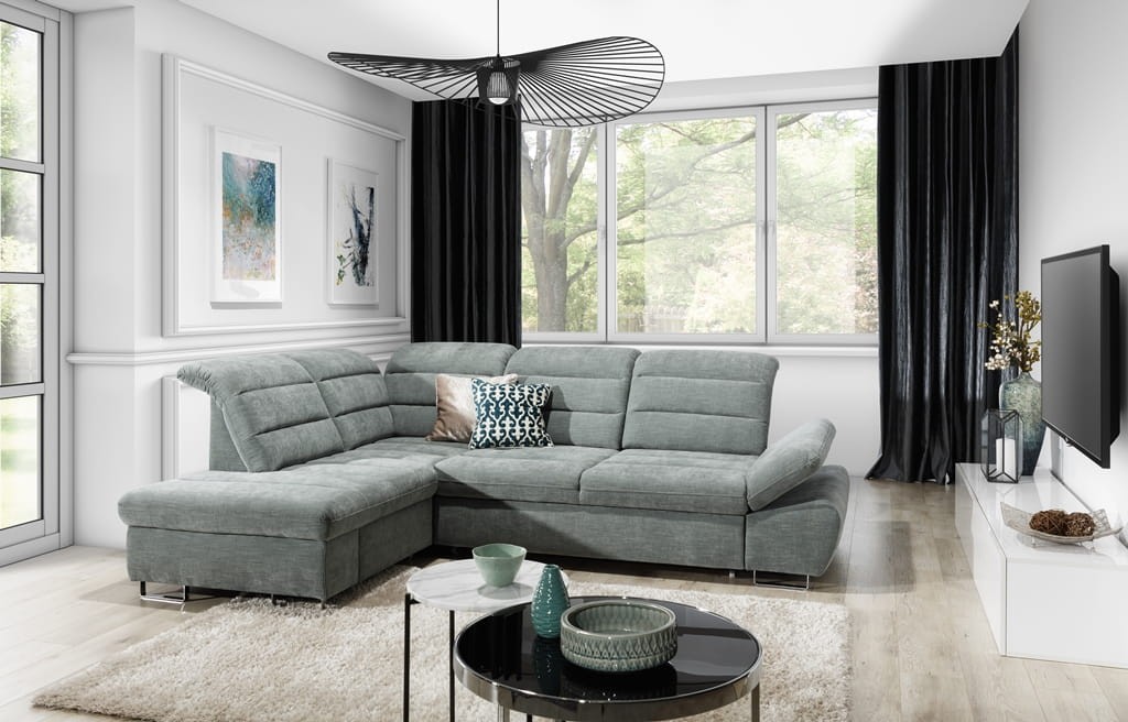 Narożnik 2 ROMA 284 cm z Funkcją Spania i Pojemnikiem na Pościel