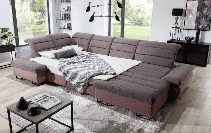 Rozłożona Funkcja Spania w Narożniku 3 ROMA 373 cm w Salonie