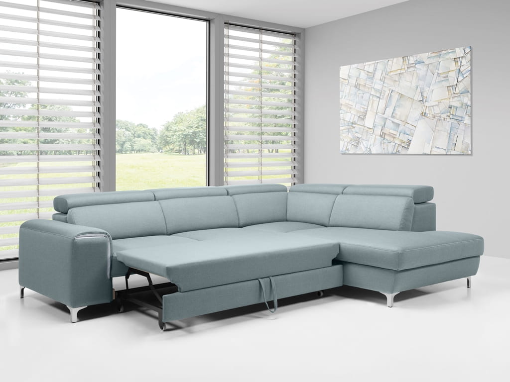 Zdjęcie Prezentujące Rozłożoną Funkcję Spania w Narożniku 2 GENOVA 280 cm w Salonie