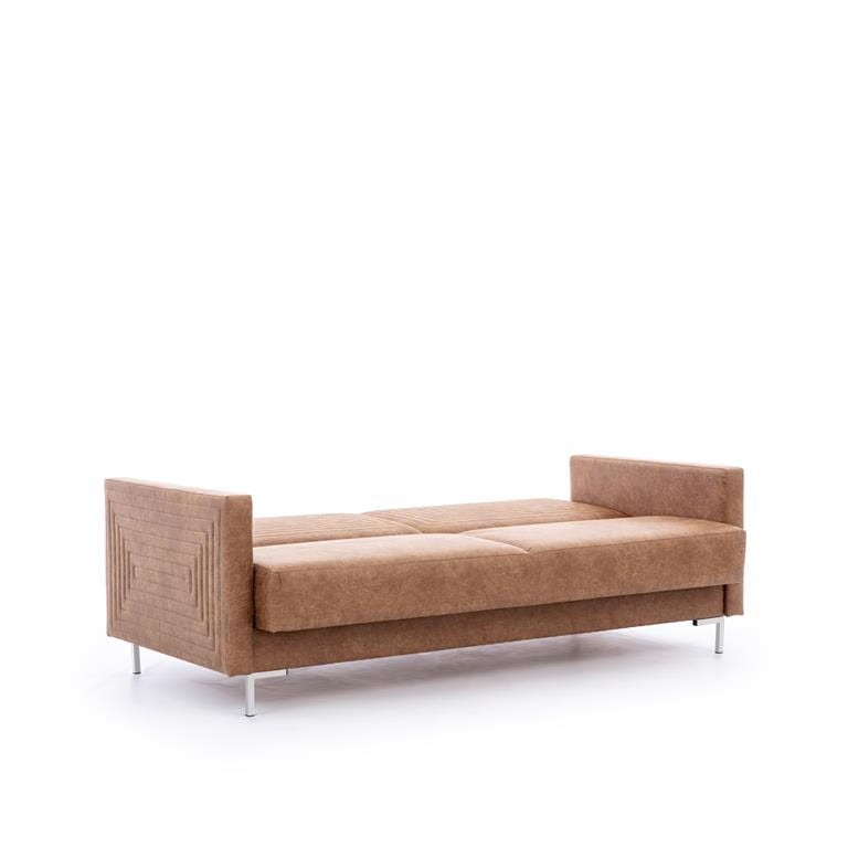 Wersalka SOLVO C Do Salonu Pokoju Funkcja spania Brązowa Manila camel nóżki chrom.jpg