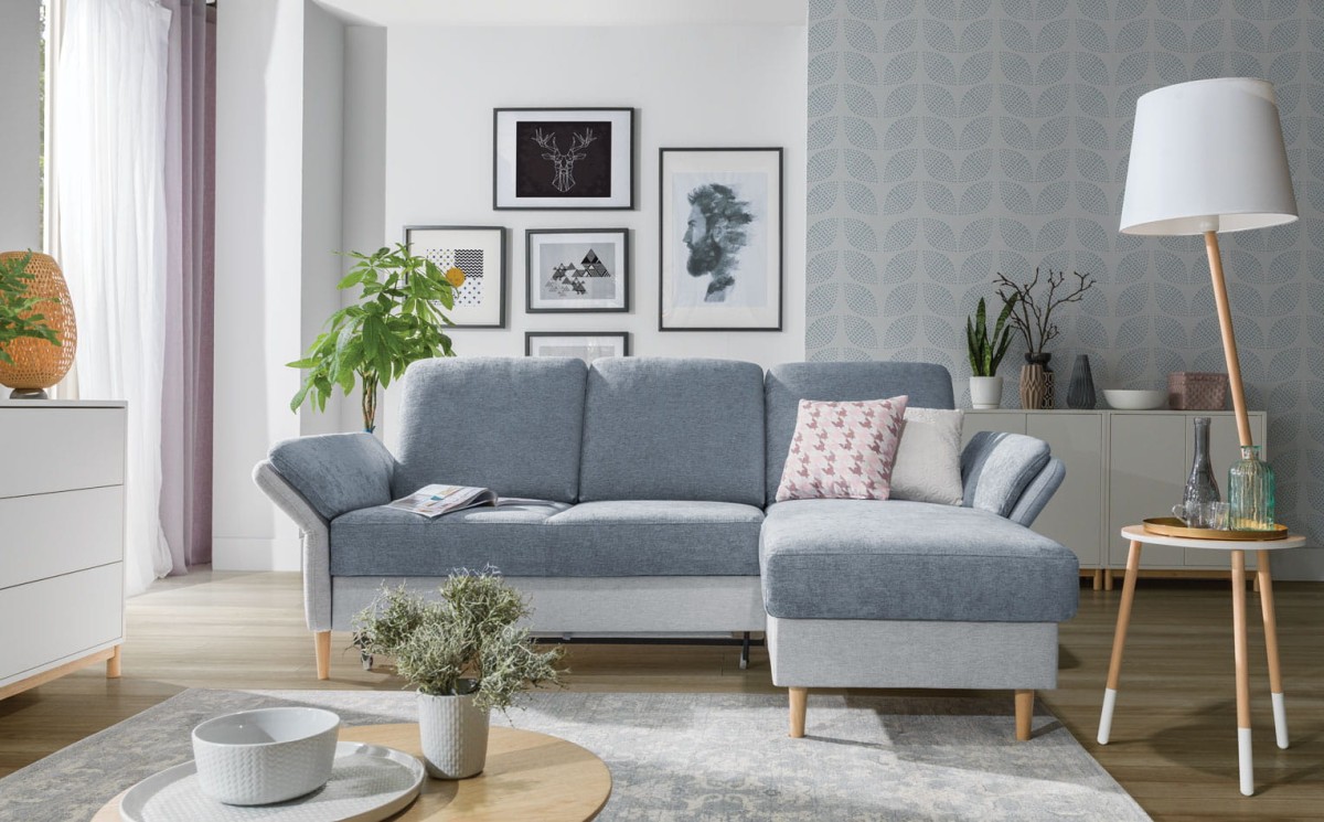 Wygodny Narożnik 1 SORI 226 cm z Funkcją Spania i Pojemnikiem na Pościel do Salonu