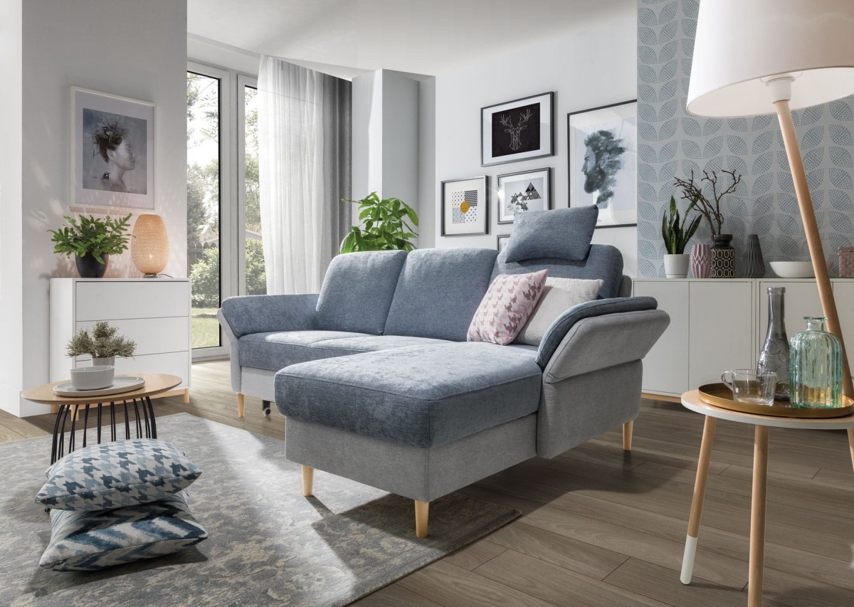 Nowoczesny Narożnik 1 SORI 226 cm z Funkcją Spania i Pojemnikiem na Pościel do Salonu