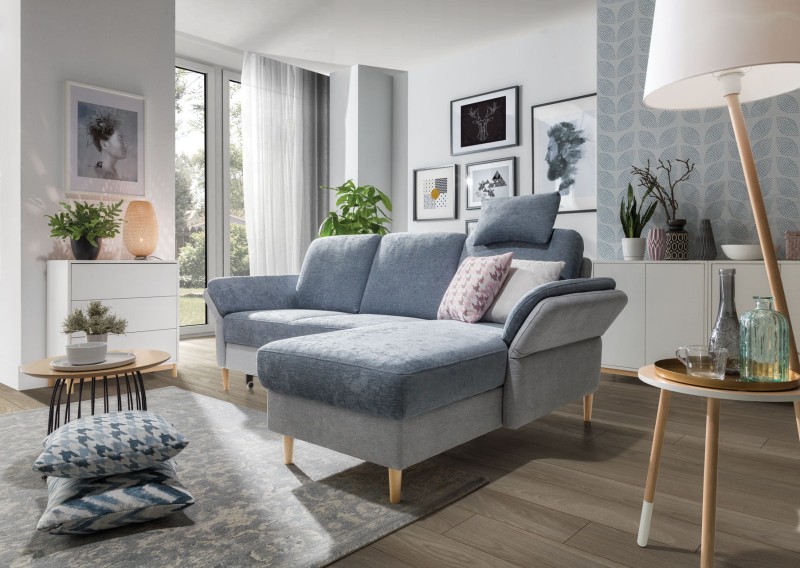 Nowoczesny Narożnik 1 SORI 226 cm z Funkcją Spania i Pojemnikiem na Pościel do Salonu