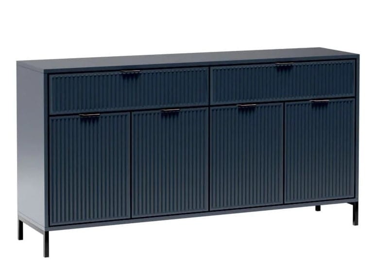 Komoda STYLE 1 Szerokość 165 cm Granatowa Metalowe Czarne Nóżki Nowoczesna Do Salonu Pokoju Sypialni Pojemna Dwie 2 Szuflady 4 Drzwi Kornelo Meble.jpg