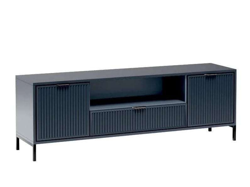 Szafka RTV STYLE 4 Szerokość 165 cm Kolor Granatowy Ryflowany Front Nowoczesna Do Salonu.jpg