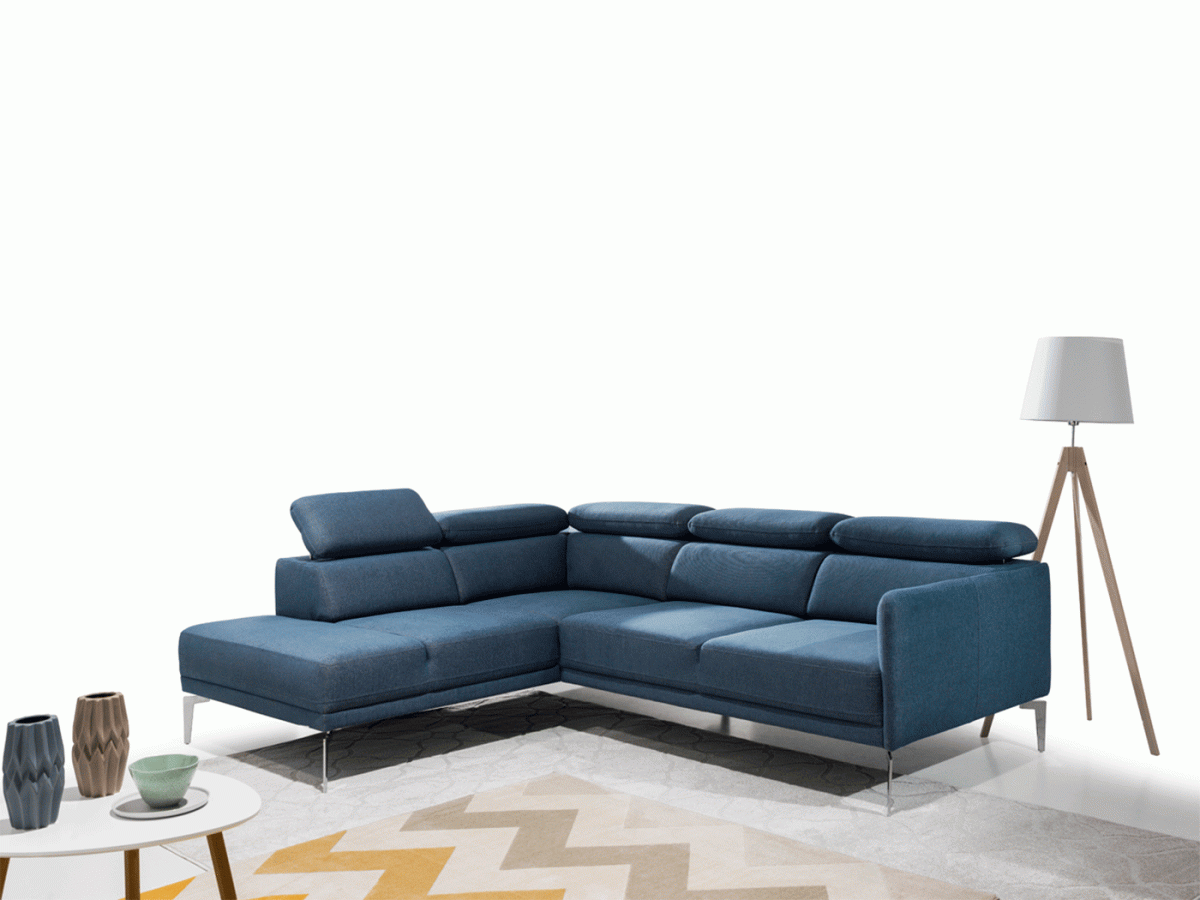 Lewostronny Nowoczesny Narożnik AREZZA 280 cm z Regulowanymi Zagłówkami w Minimalistycznej Aranżacji