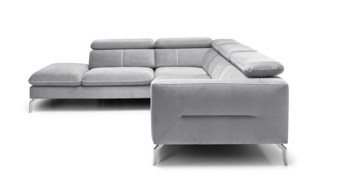 Zdjęcie Prezentujące Bok Nowoczesnego Narożnika AREZZA 280 cm z Regulowanymi Zagłówkami