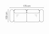 Zdjęcie Wymiarów Nowoczesna Dwuosobowa Sofa 1 AREZZA 170 cm z Regulowanymi Zagłówkami do Salonu