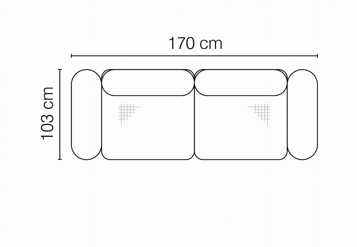 Zdjęcie Wymiarów Nowoczesna Dwuosobowa Sofa 1 AREZZA 170 cm z Regulowanymi Zagłówkami do Salonu