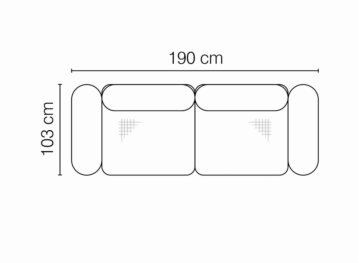 Zdjęcie Wymiarów Nowoczesna Dwuosobowa Sofa 2 AREZZA 190 cm z Regulowanymi Zagłówkami do Salonu