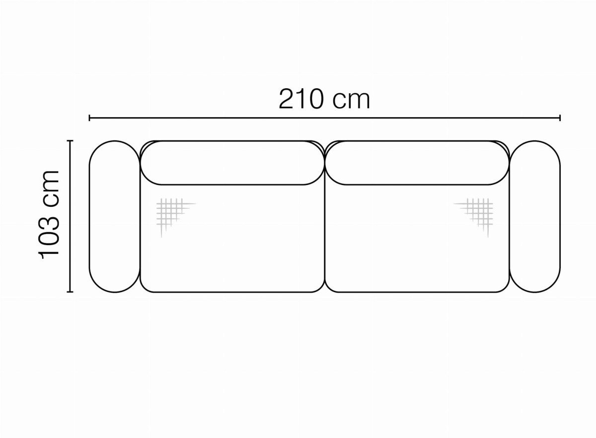 Zdjęcie Wymiarów Nowoczesna Trzyosobowa Sofa 3 AREZZA 210 cm z Regulowanymi Zagłówkami do Salonu
