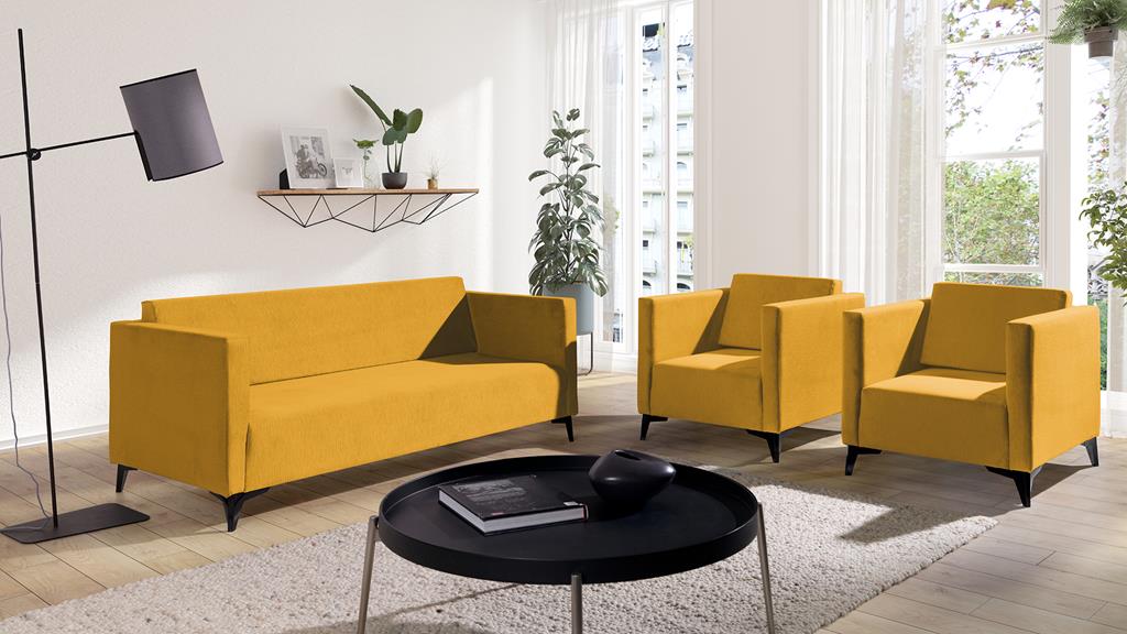 SZAFIR ZESTAW 3+1+1 Do Salonu Pokoju żółty Solo 257 nóżki - czarny połysk.jpg