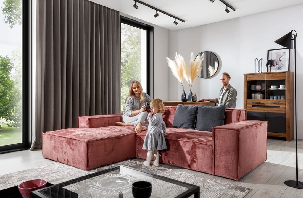 Zdjęcie Prezentujące Komfortowy Narożnik FONDY 251 cm Modułowy w Aranżacji Salonu