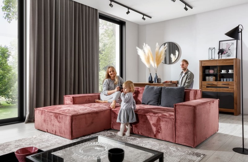 Zdjęcie Prezentujące Komfortowy Narożnik FONDY 251 cm Modułowy w Aranżacji Salonu