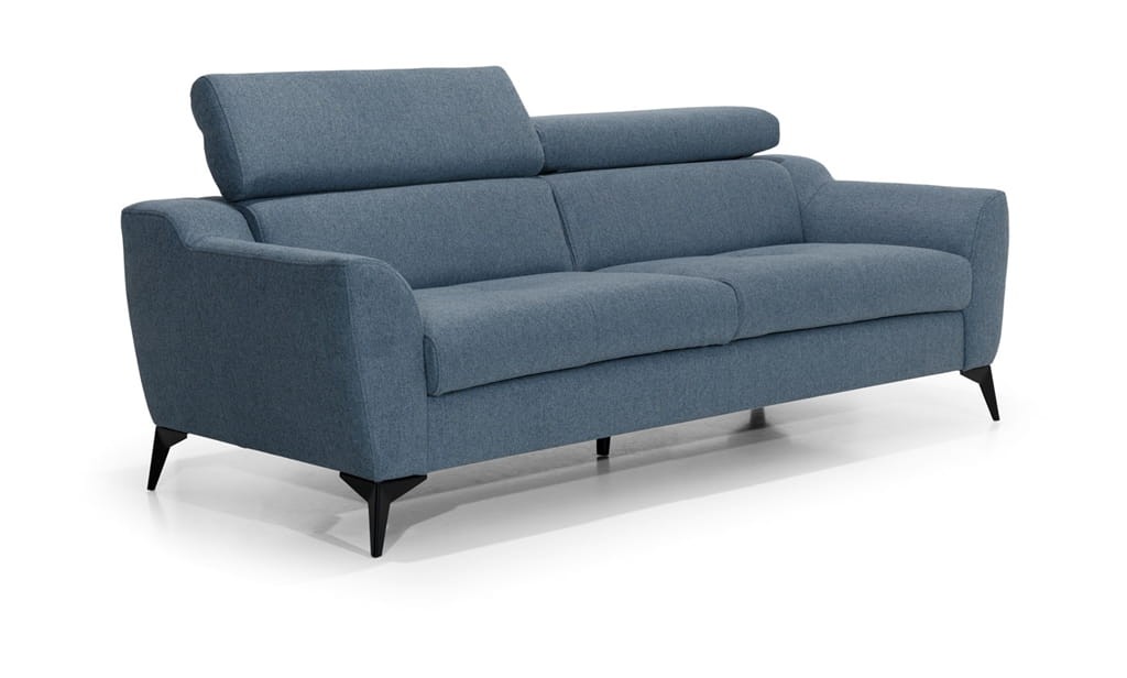 Zdjęcie Prezentujące Lewy Regulowany Zagłówek w Trzyosobowej Sofie PESCARA 221 cm z Regulowanymi Zagłówkami