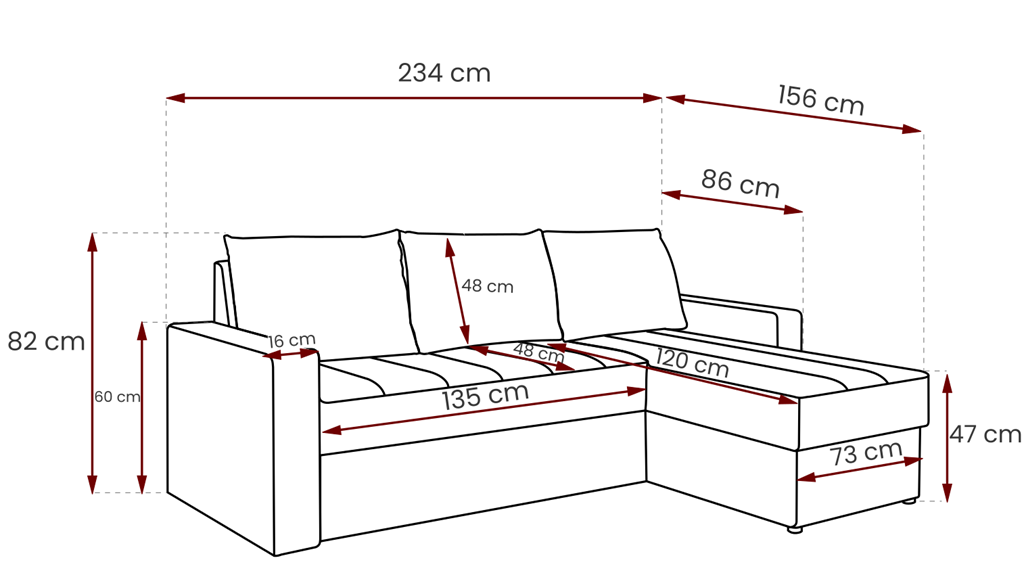 Narożnik DOMINO Do Salonu Pokoju Funkcja Spania Wymiary