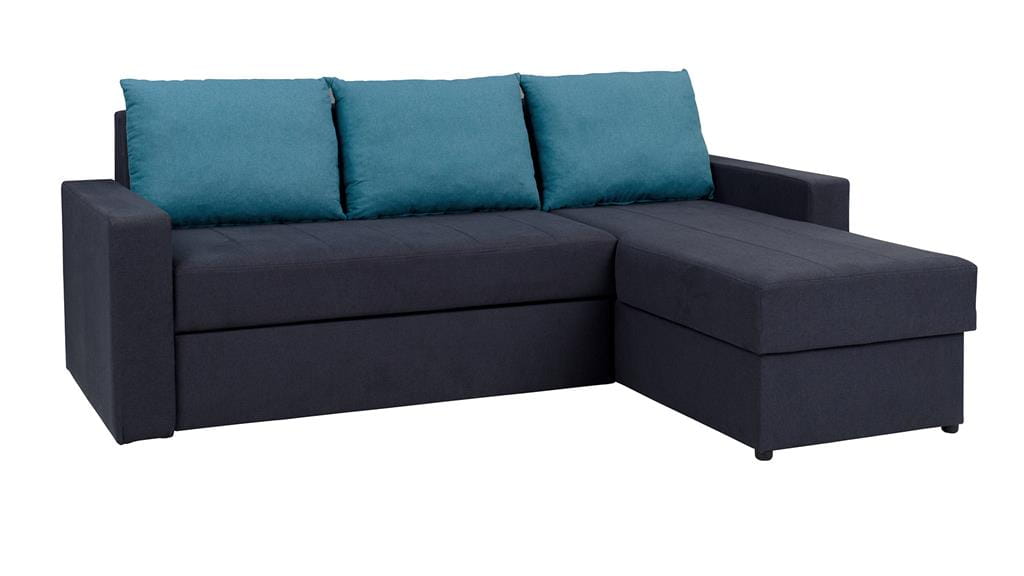 Narożnik DOMINO Do Salonu Pokoju Funkcja Spania Grafitowo - Turkusowy Cashmere 22/15.jpg