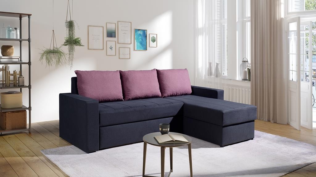 Narożnik DOMINO Do Salonu Pokoju Funkcja Spania Grafitowo - Krokusowy Cashmere 22/06.jpg