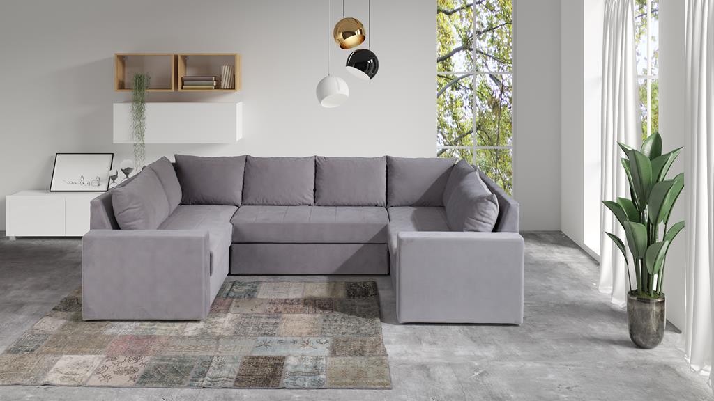 Narożnik DENVER PLUS Funkcja Spania Pojemnik na pościel Szary LOCA 30.jpg