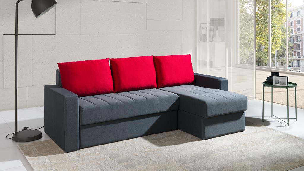 Narożnik INES Do Salonu Pokoju Funkcja Spania Szary Czerwony Bahama 32/125.jpg