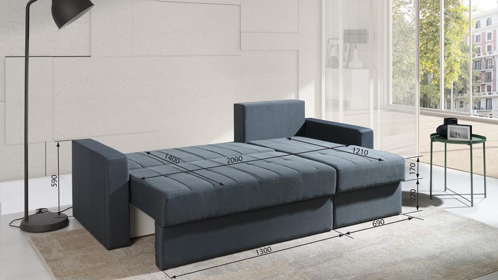 Narożnik INES Do Salonu Pokoju Funkcja Spania Wymiary