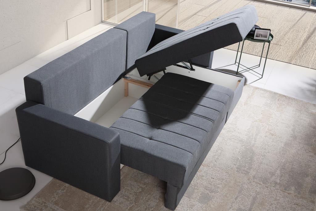 Narożnik INES Do Salonu Pokoju Funkcja Spania Pojemnik na pościel