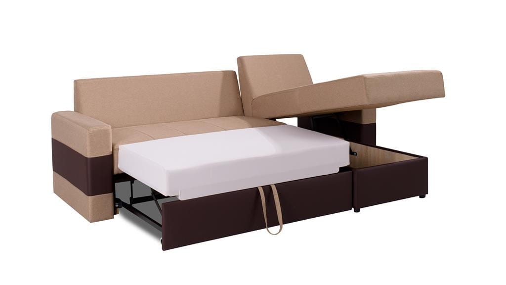 Narożnik GORDIA Do Salonu Pokoju Funkcja Spania Pojemnik Brązowy Lux 02/Soft 66