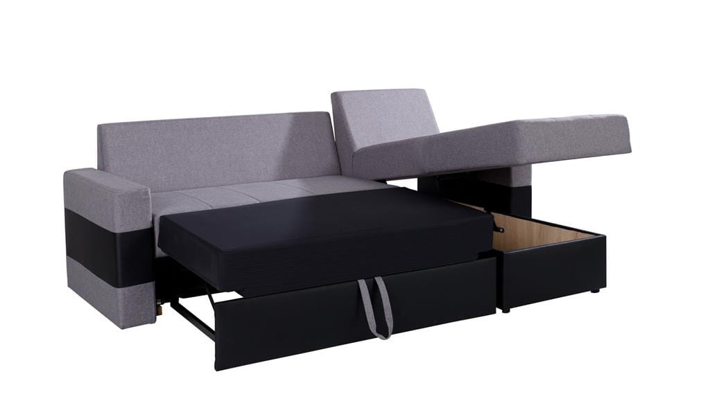 Narożnik GORDIA Do Salonu Pokoju Funkcja Spania Pojemnik Szary Lux 05/Soft 11