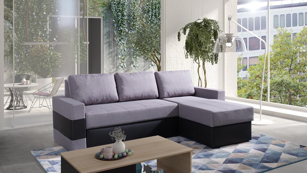 Narożnik GORDIA Do Salonu Pokoju Funkcja Spania Pojemnik Szary Lux 05/Soft 11