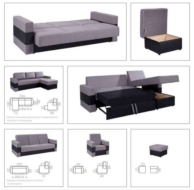 Meble wypoczynkowe Gordia Do Salonu Pokoju Funkcja Spania Pojemnik na pościel.jpg