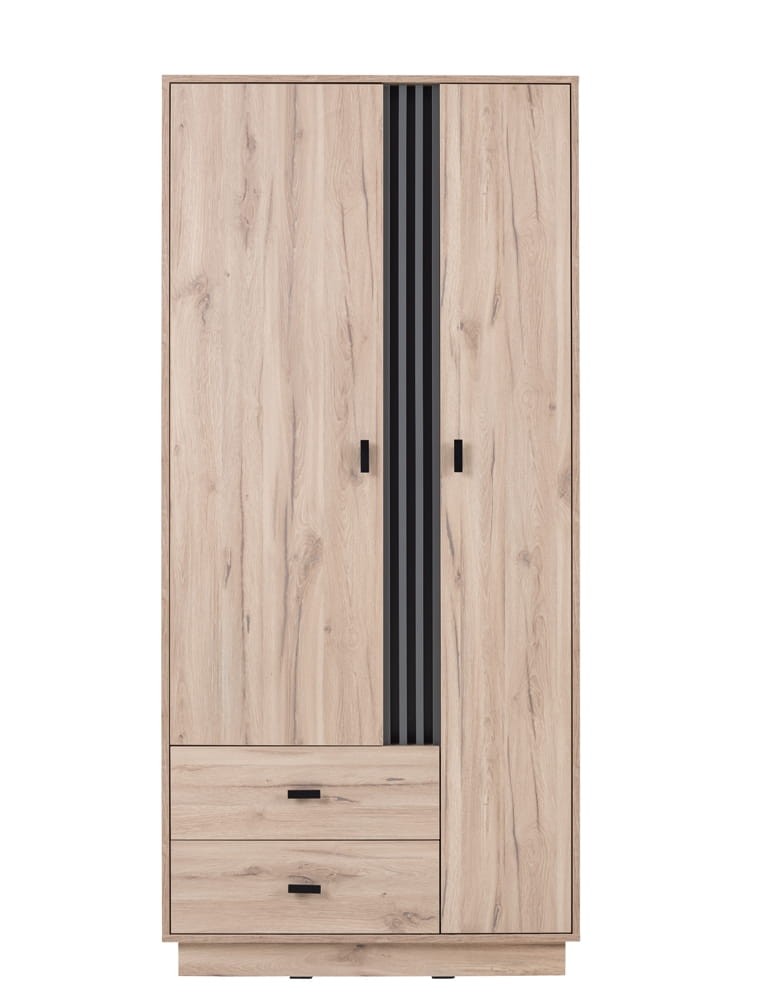 Szafa ALLMO dwudrzwiowa z dwiema szufladami dąb estana / antracyt AL1