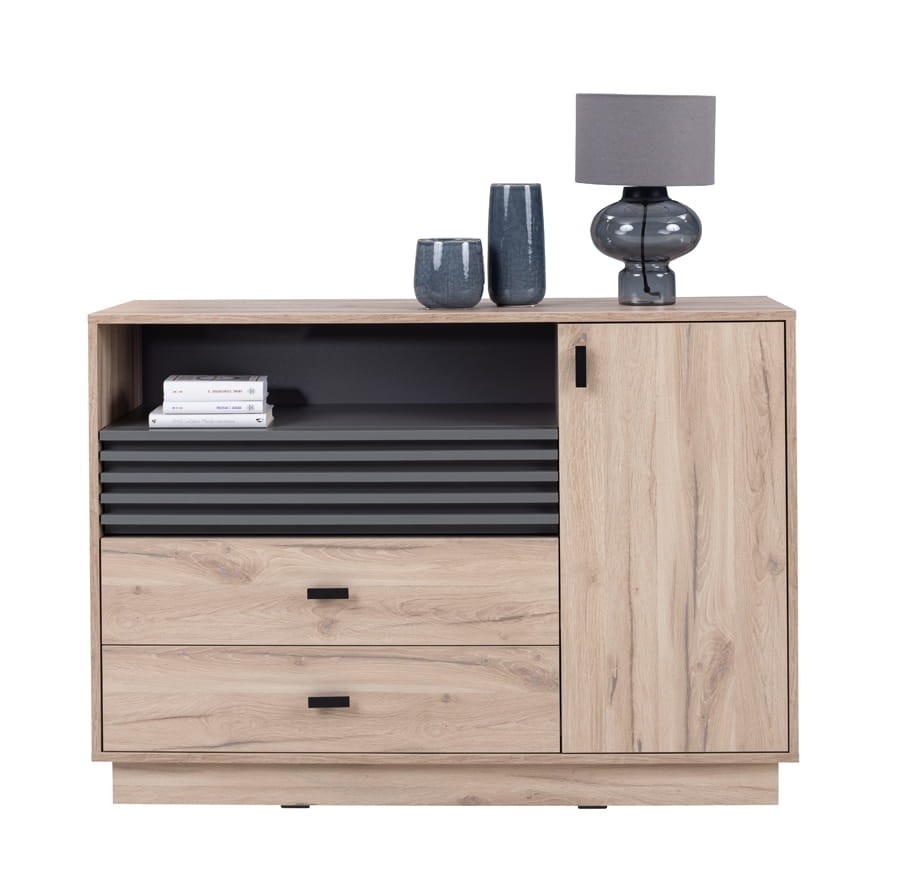 Komoda z trzema szufladami ALLMO szerokość 120 cm dąb estana / antracyt AL7