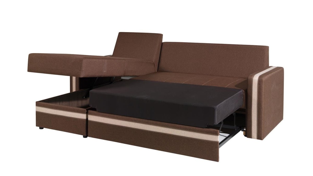 Narożnik EUFORIA Do Salonu Pokoju Funkcja Spania Pojemnik Brązowy Ciemny Lux 12/Lux 24