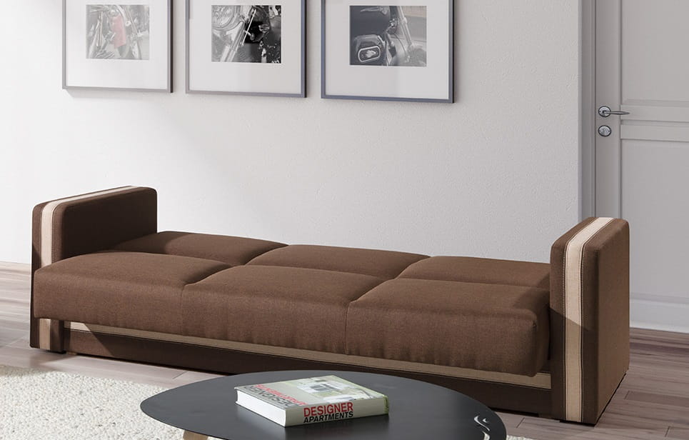 Wersalka EUFORIA Do Salonu Pokoju Funkcja Spania Pojemnik Brązowa Ciemny Lux 12 / Lux 24