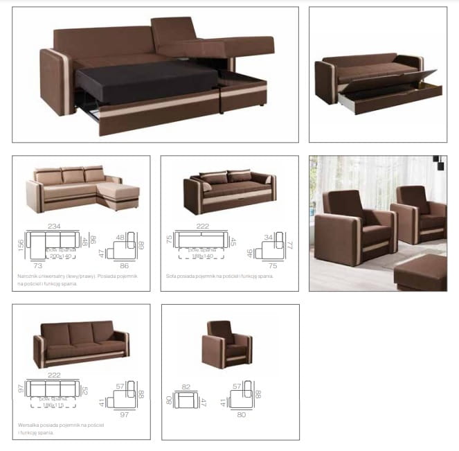 Meble wypoczynkowe Euforia Do Salonu Pokoju Funkcja Spania Pojemnik.jpg