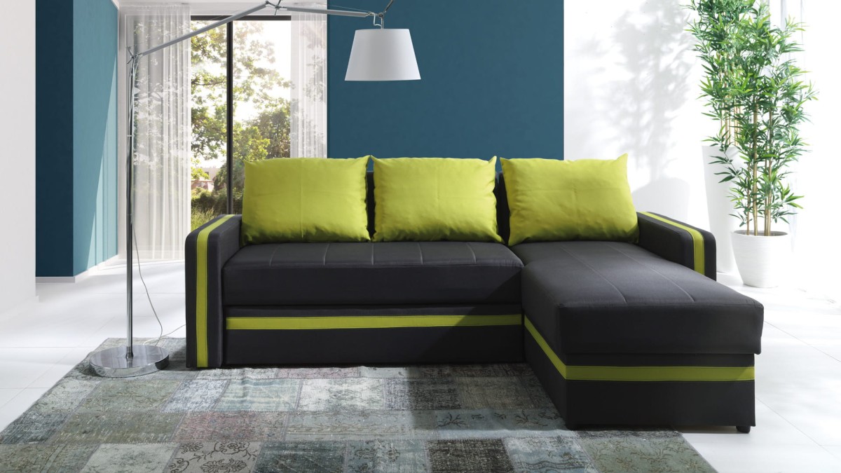 Narożnik EUFORIA DUO Do Salonu Pokoju Funkcja Spania ZIELONY Haiti 15 / 08