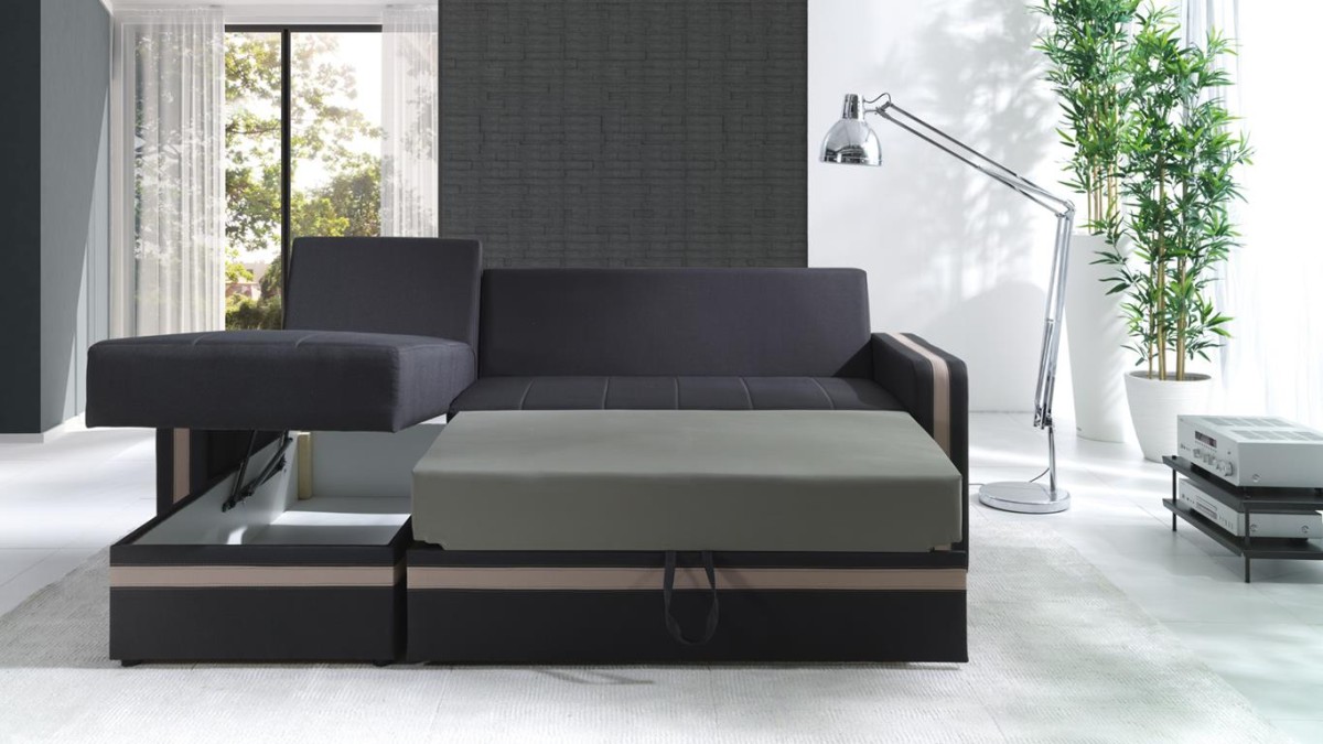 Narożnik EUFORIA DUO Do Salonu Pokoju Funkcja Spania Pojemnik na pościel