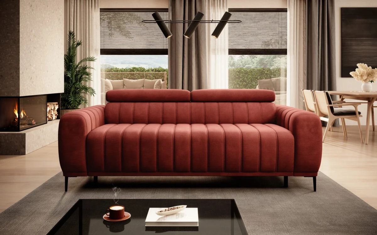 Sofa Gandi Tkanina Run Again 55 Nowość Stelaż Włoski Funkcja Spania Nowość Czerwona Do Salonu Pokoju Nowoczesna Regulowane Zagłówki Wersal.webp