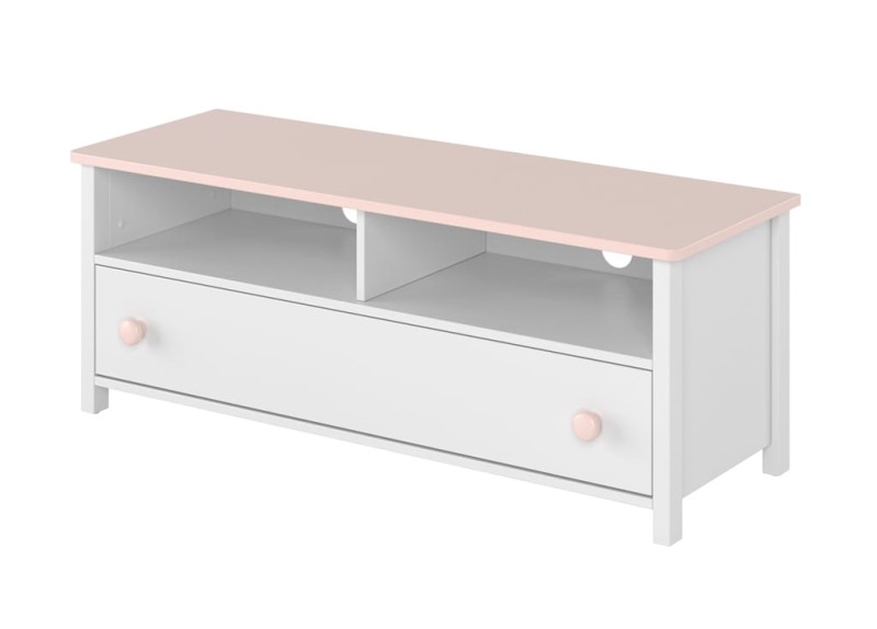 Szafka RTV LUNA szerokość 120 cm biały / różowy 13 Tradycyjna Do salonu Do pokoju młodzieżowego