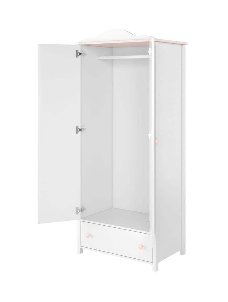 Szafa LUNA dwudrzwiowa szerokość 85 cm biały / różowy 12