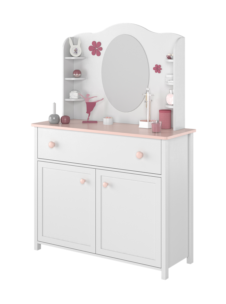 Komoda LUNA szerokość 110 cm biały / różowy 5