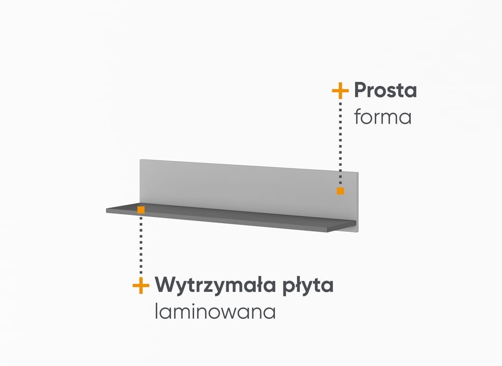 Półka wisząca POK szerokość 90 cm grafit/buk ibsen/szary jasny 12