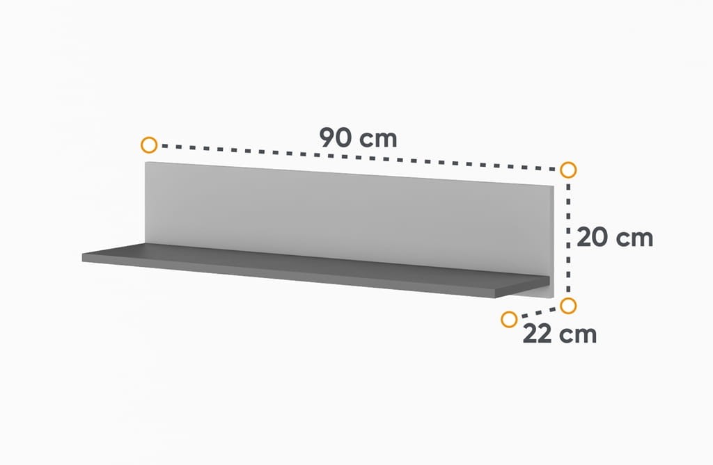 Półka wisząca POK szerokość 90 cm grafit/buk ibsen/szary jasny 12