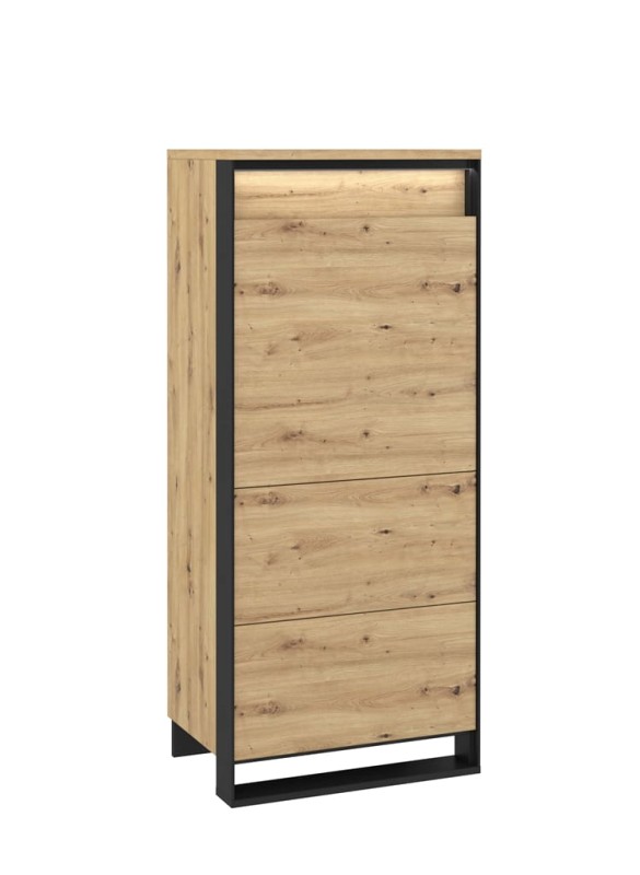 Szafka szerokość 60 cm z oświetleniem dąb artisan/czarny 7 Tradycyjna Do salonu Do pokoju młodzieżowego