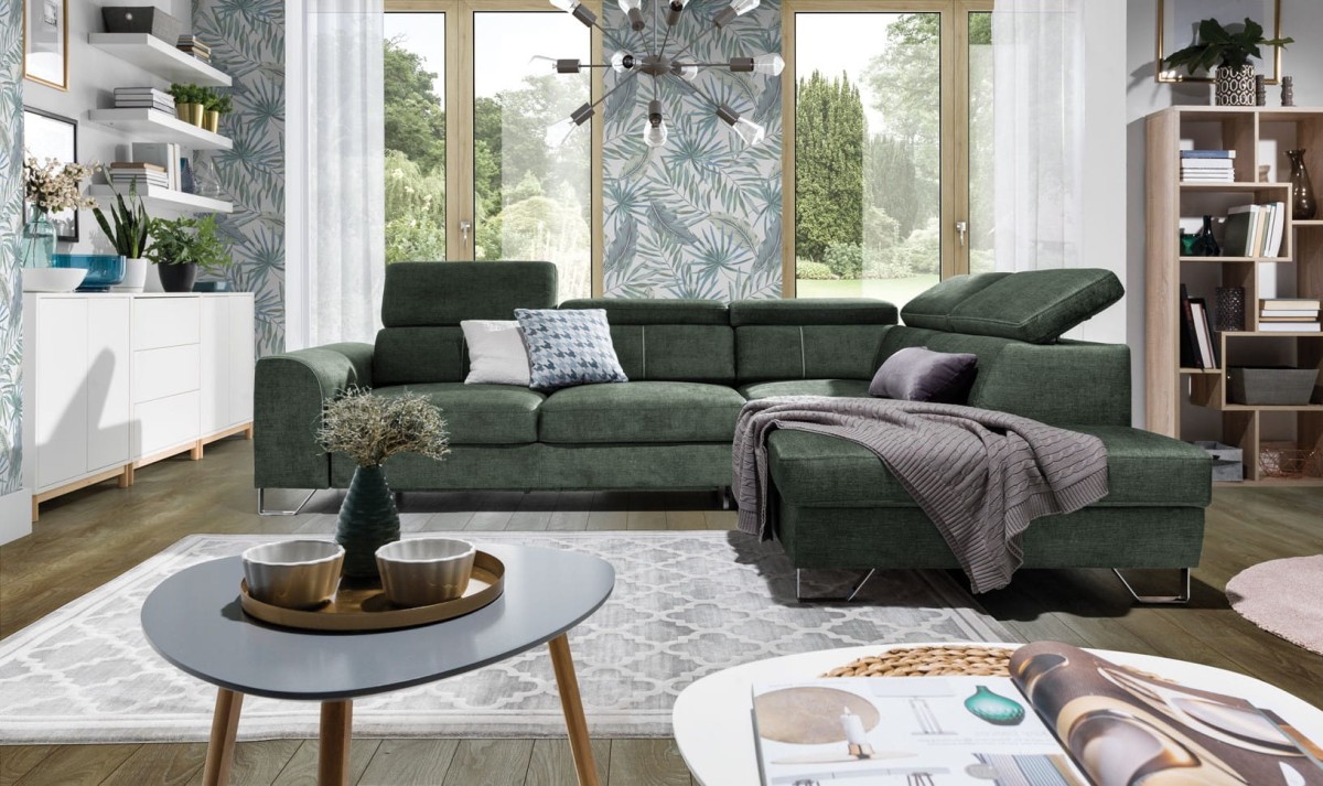 Narożnik ASTI L 280 cm z Funkcją Spania oraz Pojemnikiem na Pościel do Salonu