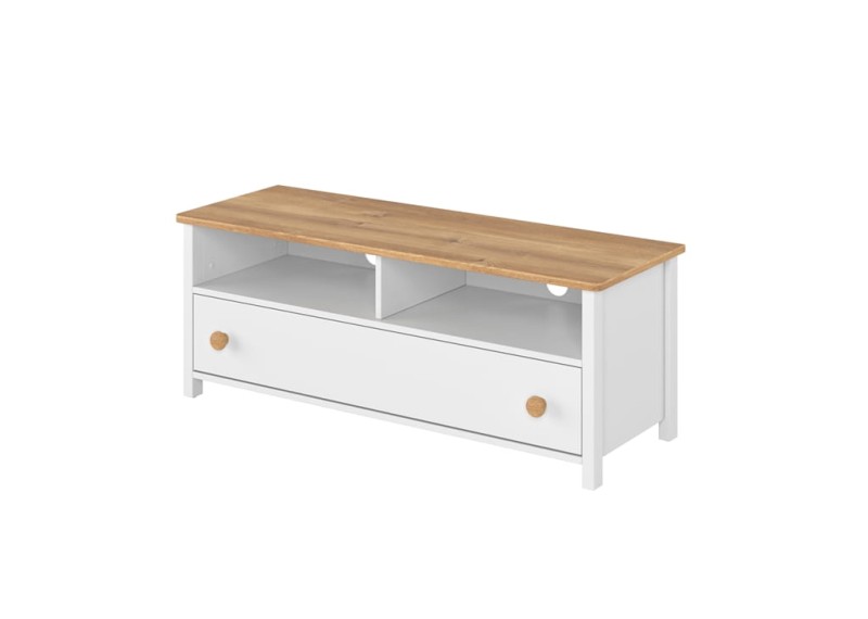 Szafa RTV STORY szerokość 85 cm biały/dąb nash 13 Tradycyjna Do salonu Do pokoju młodzieżowego