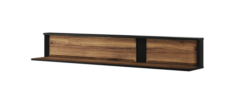 Półka wisząca BORGA szerokość 155 cm dąb catania/czarny/dąb catania mdf 4 Tradycyjna Do salonu Do pokoju dziennego