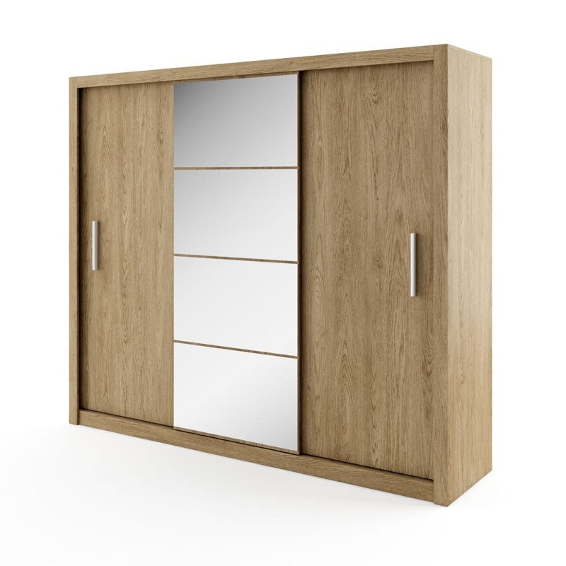 Szafa przesuwna IDEA 3D szerokość 250 cm dąb shetland Tradycyjna Do Sypialni Przestronna Lustro