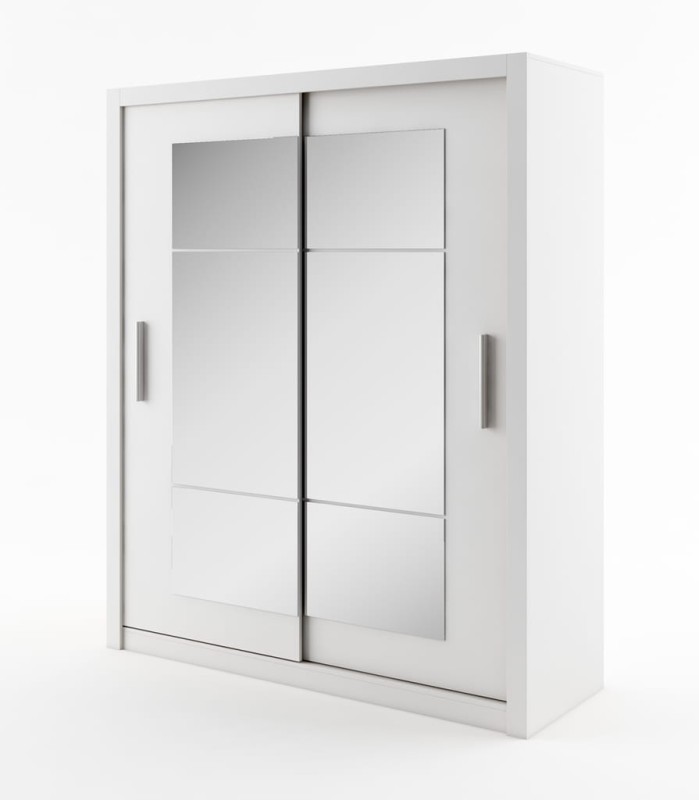 Szafa przesuwna IDEA 2D z lustrami szerokość 180 cm biały Tradycyjna Do Sypialni Przestronna Lustro